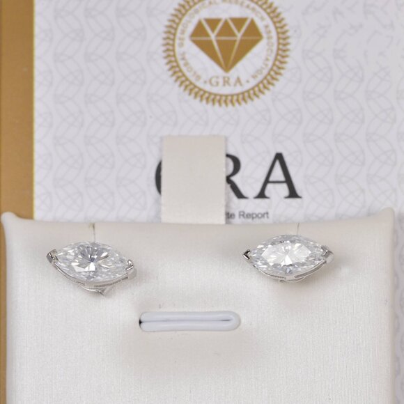 Certified 2.0 CTW Marqui Moissanite Stud Earrings - Picture 4 of 8